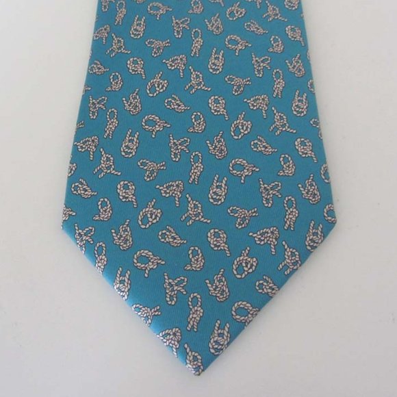 new HERMES 5295 TA sailor knots print silk tie France - Picture 4 of 6